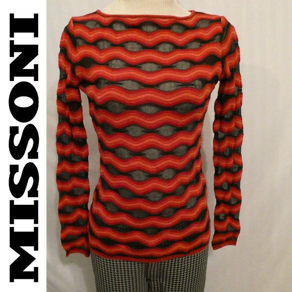 M by Missoni Tops - M Missoni Semi-Sheer Wave Pattern Knit Sweater Top